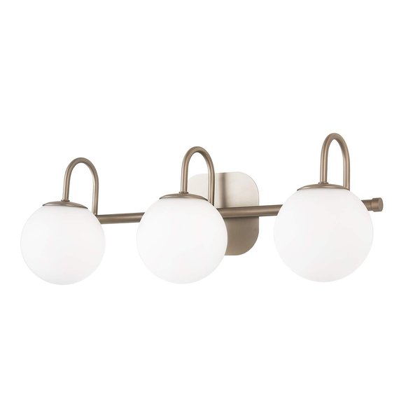 ZHUOER Brushed Nickel Bathroom Vanity Light Fixtures 3 Lights Milk White Glass Globe Shade Modern Wall Sconce Lighting Bath Vanity Lights Bar Over Mirror (Exclude G9 Bulb)