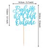 1 PCS Baby It's Cold Outside Cake Topper Glitter Winter Snowflake Baby Shower Cake Pick Decorations for Winter Snowflake Baby Shower Kids Birthday Party Supplies Blue