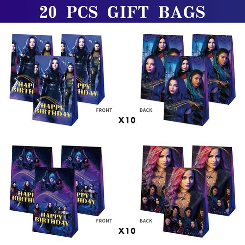 Optiacan 20pcs Descendants Goodie Bags, Descendants Themed Party Bags for Boys Girls Kids Party Decorations (Descendants)