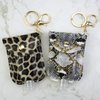 STRONGER Portable Hand Sanitizer Holder Keychain Travel Size Bottle , 2 Pack 30 ML Leopard Print Pocket Empty Leakproof Plastic Bottle Backbag Decorations For Essential Oil, Shampoo, Liquid