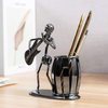 MyGift Decorative Gunmetal Gray Metal Desk Pen Holder Cup with Rocker and Guitar Design, Office Supplies Organizer Pencil Cup