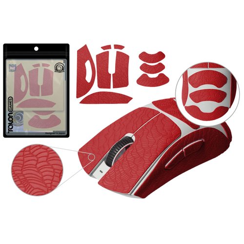 TALONGAMES Grip Upgrade Mouse Anti Slip Grip Tape, Compatible with Razer DeathAdder V3 Pro Gaming Mouse Skins, Waves Pattern, Sweat Resistant, Cut to Fit, Easy to Apply (Red)