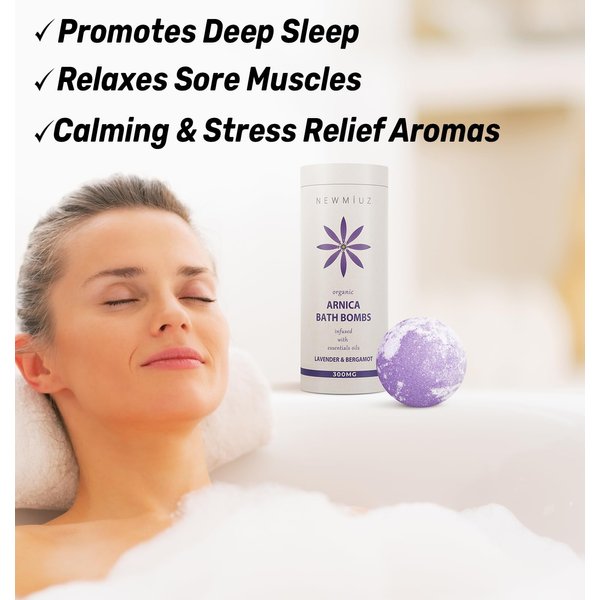 Arnica Bubble Bath Bombs Infused Lavender & Bergamot - Essential Luxurious Mega Foaming Bath bombs Additives for Dry Skin Nourishment Moisturizing - Blissful Bathing Experience Christmas Birthday Gift
