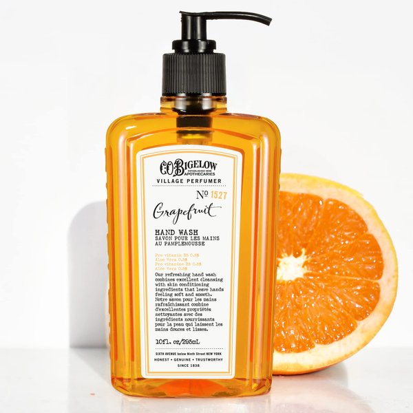 C.O. Bigelow Hand Wash Grapefruit, Village Perfumer Moisturizing Hand Soap for Bathroom & Kitchen with Aloe Vera and Pro-Vitamin B5, 10 fl oz