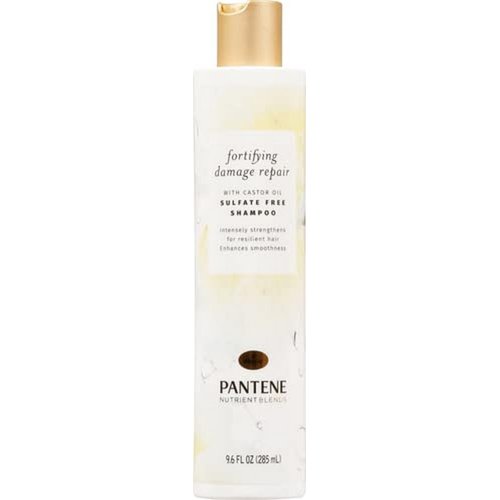 Pantene Sulfate Free Shampoo with Castor Oil, Nutrient Blends Fortifying Damage Repair, 9.6 Fl Oz