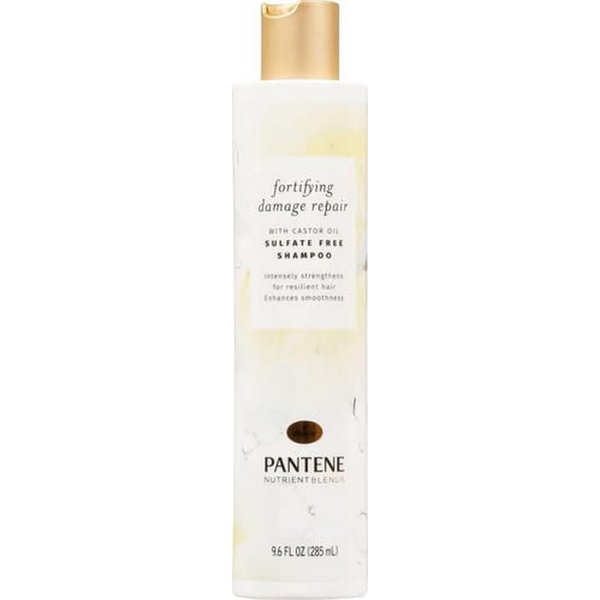 Pantene Sulfate Free Shampoo with Castor Oil, Nutrient Blends Fortifying Damage Repair, 9.6 Fl Oz
