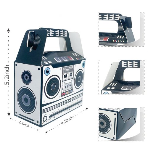 MOKTREGD 80s 90s Novelty Favor Boxes, 80s 90s Props Retro Radio Decorations Hip Hop Theme Party Favor Supplies Table Centerpieces for Birthday Music Retro Theme Party Supplies, 25 Pieces