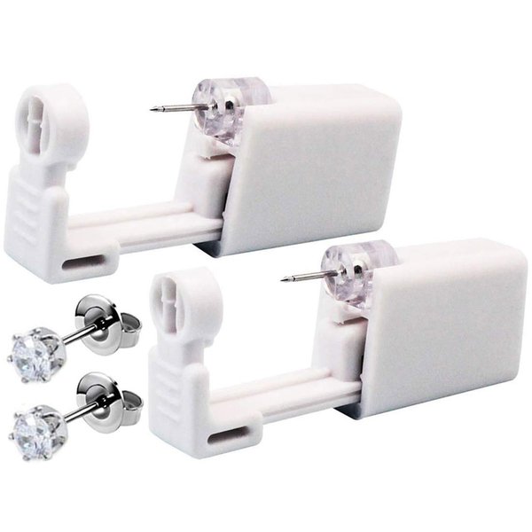 SLVIEKAE 6 Pack Self Ear Piercing Kit, Ear Piercing Gun Kit Self Ear Piercing Gun Self Ear Piercing Gun Kit Tool With Earrings (White)
