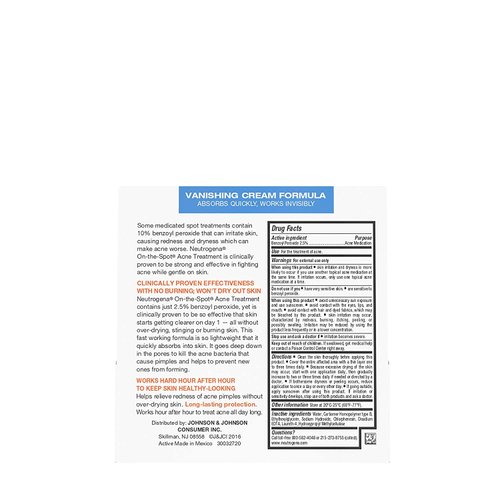 Neutrogena On-The-Spot Acne Treatment Vanishing Cream Formula 0.75 oz (Pack of 2)