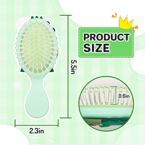 DINATIS Toddler Hair Brush - Mini Hair Brush for Kids - Travel Hair Brush for Boys and Girls - Baby Detangler Brush for Thin Hair - Massage Hair Brush with Air Cushion - Green