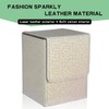 Dmoicols Sparkly Card Deck Box Holds 100+ Single Sleeved Cards,Leather Card Storage Case,MTG Commander Deck Box with 2 Dividers fit TCG CCG Magic Cards Vertical(Sparkly White Point)