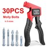 Molly Bolts for Drywall Plaster Wall Paick Hollow Wall Anchors Heavy Duty Metal Wall Anchors and Screws Kit for Drywall Hollow Plaster Walls, Molly Bolts in 5 Sizes