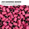 Rolybag Sanding Bands for Nail Drill 240 Grit Extreme Fine Nail Sanding Bands 200Pcs Pink Professional Sanding Bands and 2Pcs Nail Drill Bits for Manicures and Pedicure