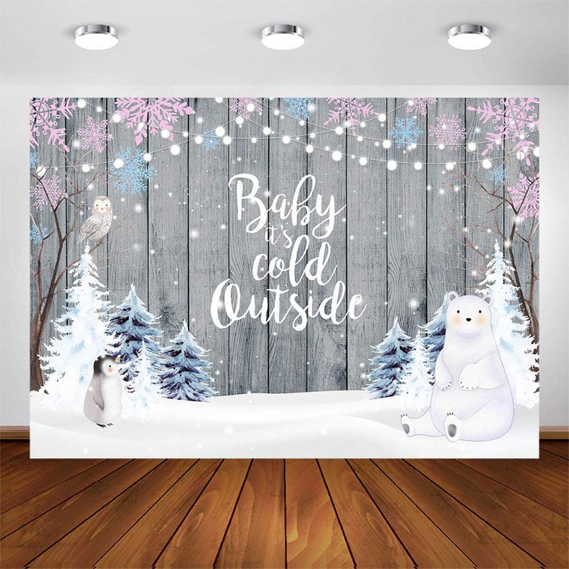 Avezano Baby It's Cold Outside Backdrop for Baby Shower Gender Neutral ...