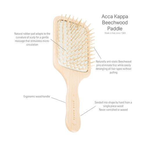 Acca Kappa Small Rectangular Pneumatic Travel Brush with Rounded Wooden Pins - 1pcs