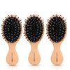 URTHEONE 3Pcs Hair Brush Mini Boar Bristle Hairbrush for Thick Curly Thin Long Short Wet or Dry Hair, Pocket Travel Small Paddle Hair Brush for Men Women Kids Detangle Massage Add Shine