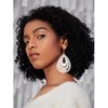 MALOYANVE Bohemian Wood Earrings for Women Girls Handmade Natural Retro Lightweight Teardrop Geometric Hollow Wooden African Dangle Drop Geometric Statement Earrings Boho Vintage Ethnic (White)