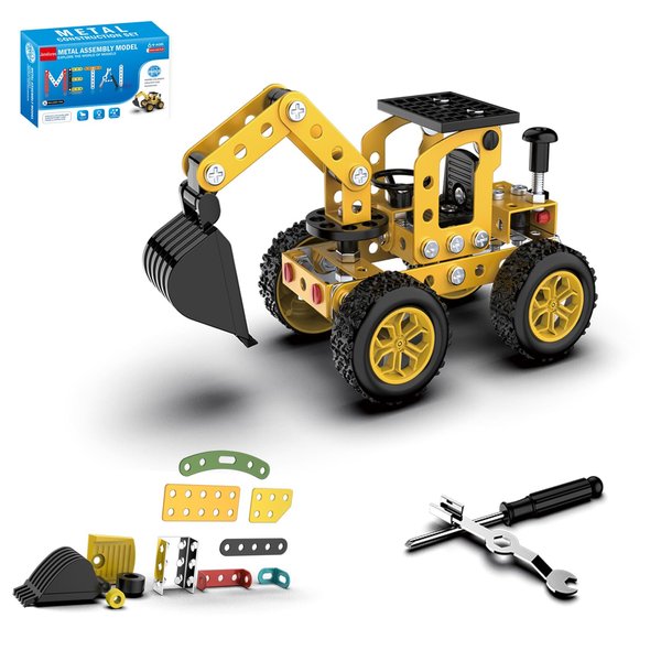 Jansfuren Excavator Toy, Metal Building Toys Sets Projects Engineering Excavator Model Metal Building Kit for Back to School Parent-Child Interaction Construction Toys for Kids Age 8-12