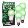 MiracleLED 604758 11W A19 Grow Room Specialty Light with Green LED Bulb, Omni directional, 4-Pack