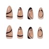 RikView Medium Press on Nails French Fake Nails Almond Acrylic Nails Clear Press on Nails with Swirls Design Black Nails