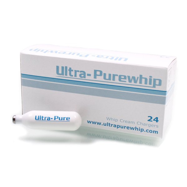 Ultra-Purewhip N2O Cream Chargers - 8g Premium Stainless Steel Whipped Cream Charger Cartridges for Major Whip Cream Makers - Pure & Flavor Neutral N2O Chargers with Long Shelf Life - 24 Pack