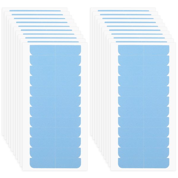 Mabor 240Pcs Tape for Hair Extensions, 1.58 x 0.32 Inch Human Replacement Tape for Hair Extensions, Double Sided Hair Extension Tape Strips Adhesive Wig Tape Beauty Tools (Blue)