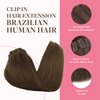 GOO GOO Clip in Hair Extensions Real Human Hair, 18inch 150g 9Pcs, 4A Chocolate Brown, Remy Human Hair Extensions Clip ins for Women, Natural Human Hair