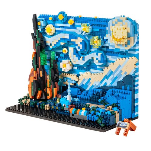GOTIMON Van Gogh Starry Sky Micro Building Blocks Toy Mural Set,3D Puzzle Mural Set Artists Creative Crafts for Adults (1858PCS)