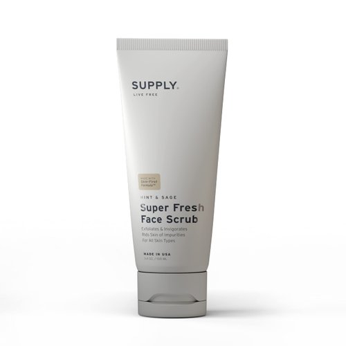 SUPPLY Super Fresh Face Scrub - Aloe, Tea Tree, Mint - Plant- Based Natural Face Wash for All - Cleanses and Revives Skin for Men and Women