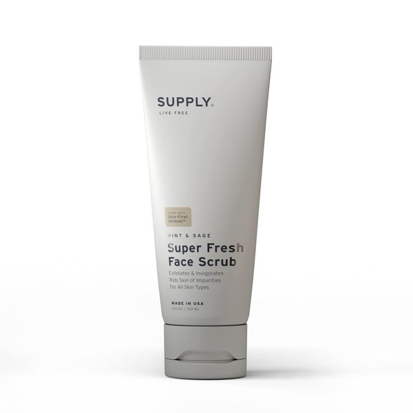 SUPPLY Super Fresh Face Scrub - Aloe, Tea Tree, Mint - Plant- Based Natural Face Wash for All - Cleanses and Revives Skin for Men and Women