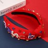 mokkia 4th of July Headband for Women American Flag Star Knotted Headbands Red White and Blue Rhinestone Crystal Top Knot Headbands Patriotic 4th of July Accessories Party Favors (Letter USA 5)