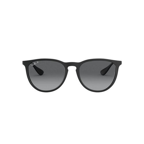 Ray-Ban RB4171 Erika Round Sunglasses, Rubber Black/Light Grey Gradient Grey Polarized, 54 mm