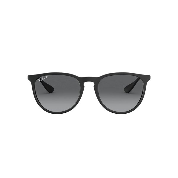 Ray-Ban RB4171 Erika Round Sunglasses, Rubber Black/Light Grey Gradient Grey Polarized, 54 mm