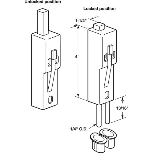Defender Security U 9868 White Plastic Sliding Door Lock with Bushing (Single Pack)