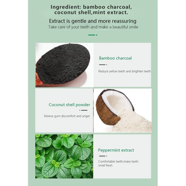 M&R New Formula More Delicate 100% Organic Activated Charcoal Teeth Whitening Powder+Bamboo Toothbrush /30g Coconut Charcoal, Effective Teeth Stain Remover and Toothpaste Alternative/Fresh Mint Taste