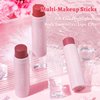 Face Stick Trio 3Pcs Multi-Use Makeup Blush Sticks, Buildable Blendable Lightweight Cream Blush Stick for Cheeks Make Up For Women 3-in-1 Blusher and Lip Makeup Sticks (04)
