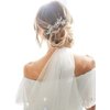 Unsutuo Crystal Bridal Headband Silver Rhinestone Leaves Wedding Hair Vine Pearls Bride Hair Pieces for Women and Girls(Silver)