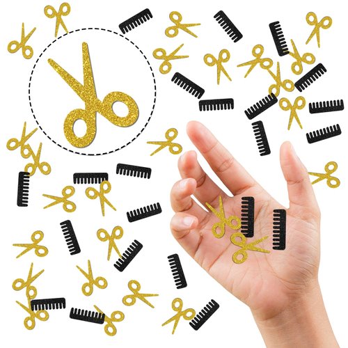 INNORU Barber Theme Birthday Confetti Glitter, Haircut Salon Table Confetti, Makeup Paper Scatter, Hairstylist Haircut Salon Birthday Party Table Decorations Confetti, 120pcs