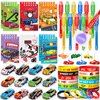 SNLN Race Car Party Favors Birthday Supplies Invisible Ink Pen Spiral Notepad Mini Race Car Silicone Bracelet Keychain Goodie Bag Stuffer Kids Boys Two Fast Racing Racecar Party Supplies Decorations
