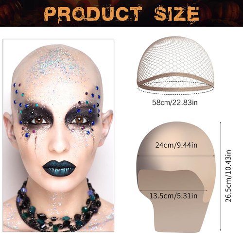 Paminify Professional Bald Cap SFX Makeup Kit,Bald Wig Cap with Skin Water-Based Acrylic Adhesive(Bonding Glue) for Adults,Perfect for Halloween Costumes, Cosplay, and Theater