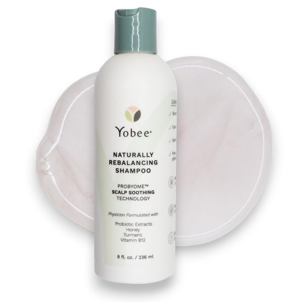 Yobee Naturally Rebalancing Shampoo - Dry & Itchy Scalp Treatment with Probiotic Extracts, Organic honey and Turmeric, Vitamin B12 and Oat Extract - Dandruff, Seborrheic Dermatitis & Psoriasis Relief