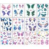 Konsait 12 Sheets Glitter Butterfly Temporary Tattoos for Women Girls Butterfly Face Tattoos for Women Eye Sticker Fairy Makeup Kids Tattoos Temporary For Girls Fairy Princess Party Favors