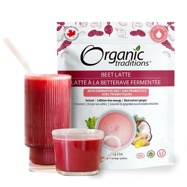 Organic Traditions Beet Latte with Fermented Beetroot | Instant Dairy Free Superfood Latte for Energy | Pink Drink Instant Tea Latte | 150g/5.3oz Bag