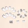 OCOUYVD 24Pcs Leopard Press on Nails Short French Tip Fake Nails Square Acrylic Nails Silvery White Stick on Nails with Designs Glossy French Glue on Nails for Women and Girls Nail Decorations