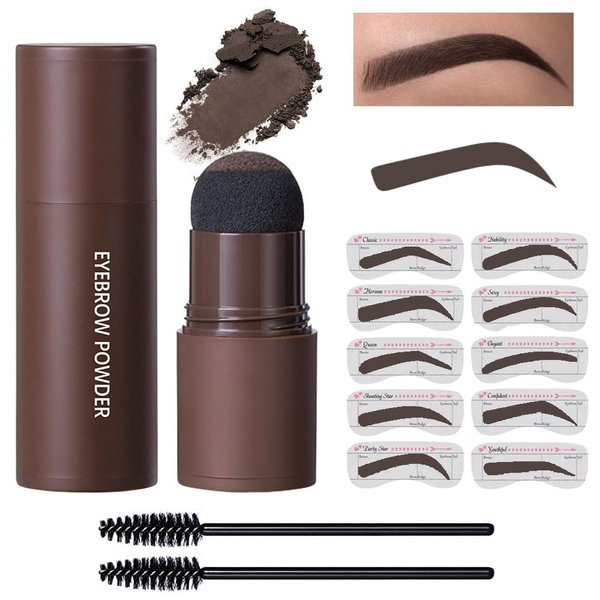 Eyebrow Stamp Stencil Set, Eyebrow Stencils Shaping Kit, Long-Lasting Eyebrow Pomade for Women Girl, Cruelty-Free plantillas para la cejas (dark brown)