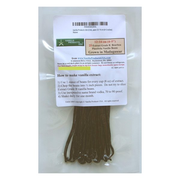 25 Madagascar Bourbon Planifolia Extract Grade B Vanilla Beans Vanilla Pods 4~5 inches by Vanilla Products USA