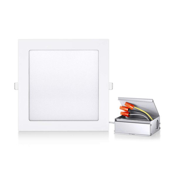 Gianor 8 inch 18W Ultra Thin Square Recessed Light with J-Box, 6000K Daylight, 150W Equivalent, No-Dimmable Ceiling Light