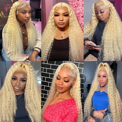 613 Blonde Human Hair Bundles Blonde Kinky Curly Human Hair Bundles 20 22 24 inch Brazilian Virgin Remy Hair Extensions Double Weft 613 Bundles Human Hair Curly Wave Bundles