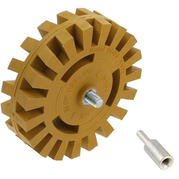 DocaDisc Decal Removal Eraser Wheel Tool Kit - 4 inch Rubber Power Drill Attachment for Removing Pinstripes, Stickers, & Adhesive Vinyl Decals from Cars, Rvs, Boats and More