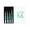 M LASH Tweezers for Eyelash Extensions (Set of 4) - Professional Lash Extension Tweezers - Fiber Tip, Japanese Steel, Diamond Grip Eyelash Extension Tweezer (O4)